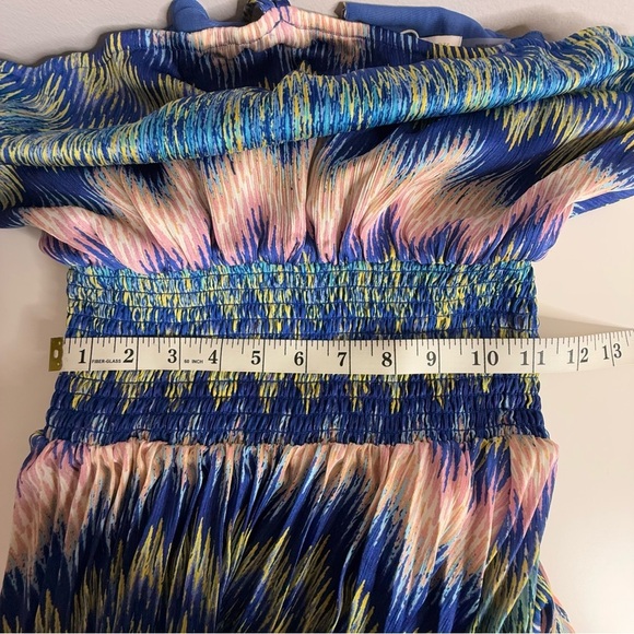 Ramy Brook Giana Handkerchief Hem Midi Dress in Spring Navy Chevron Print XS NWT - Picture 13 of 13